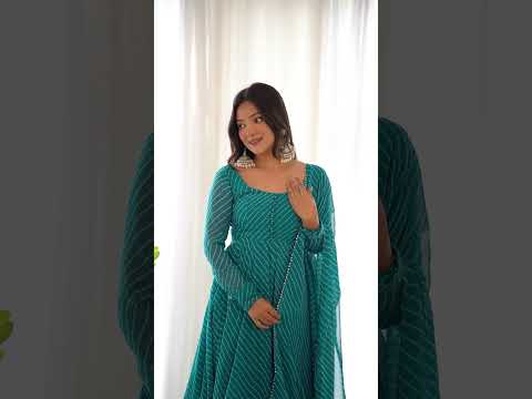 Rama High-End Pure Fox Georgette Laheriya Print Anarkali Set with Dupatta – Perfect for Summer Weddings