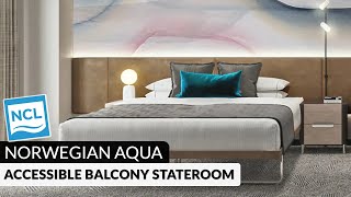 Norwegian Aqua | Accessible Balcony Stateroom Tour & Review | 4K