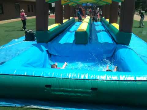 Fun splashing at school