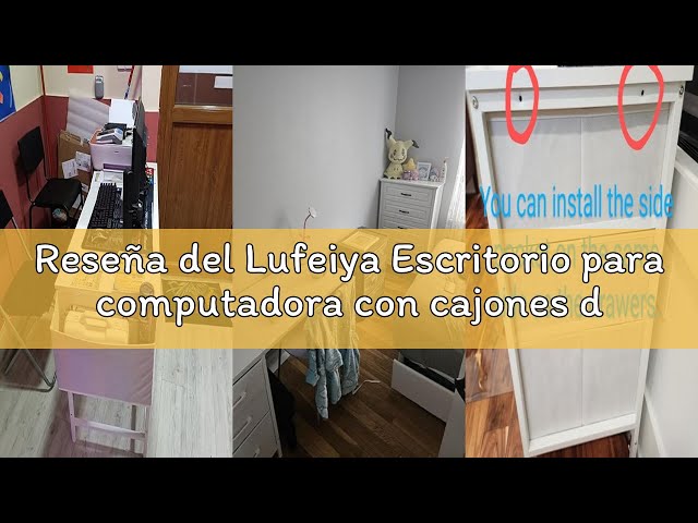 Vídeo relacionado con Lufeiya Blanco pequeño escritorio con cajones 100cm escritorio de la computadora para el pequeño espacio oficina en casa niños estudio escritorio PC