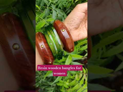 Stylish Resin Wooden Bangle Stacking Set for Women and Girls.
