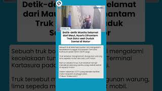 Viral Detik-detik Wanita Selamat dari Maut, Nyaris Dihantam Truk Boks saat Duduk di Atas Motor