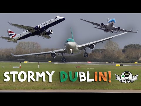 Difficult Dublin Day! (Stormy CROSSWIND operations at Dublin Airport)