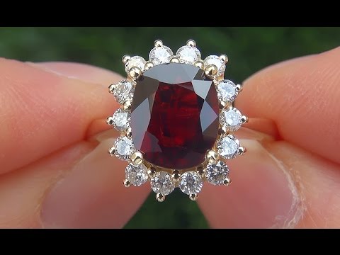 UNHEATED Natural Red Spinel Diamond 14k Yellow Gold Cocktail Ring GEM - A141724