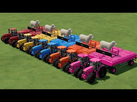 COLOURS OF TRACTOR AND TROLLEY SHEEP TRANSPORT IN FS22!!