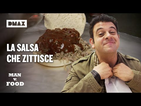 Adam Richman contro la salsa che zittisce SUPER PICCANTE | Man vs Food