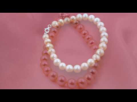 TELEIOS LUXE 925 SILVER PEACH PEARL 7-8 MM STRAND BRACELET - TL0000130