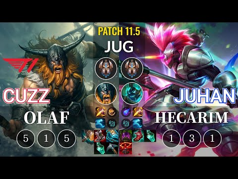 T1 Cuzz Olaf vs Juhan Hecarim Jungle - KR Patch 11.5