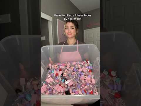 I have to fill 1000 tubes by next week😭 #lipgloss #shorts