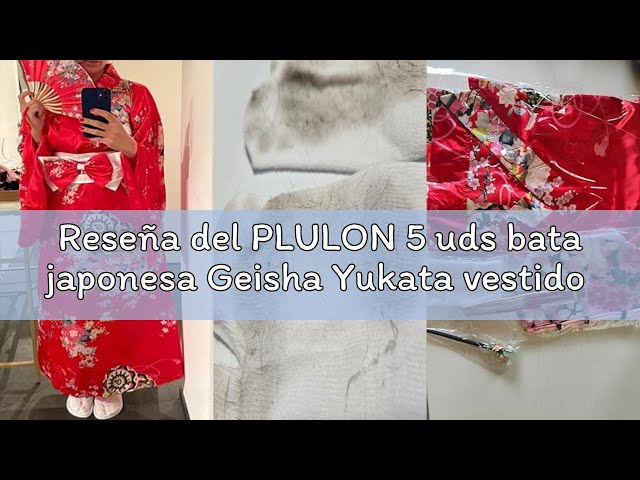 Vídeo relacionado con PLULON 5 uds bata japonesa Geisha Yukata vestido flor albornoz de satén con bolsa con cordón abanico de mano horquilla Tabi conjunto de calcetines para mujer