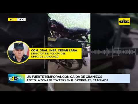 CAIDA DE GRANIZOS EN R.I 3 CORRALES, DPTO. DE CAAGUAZU.