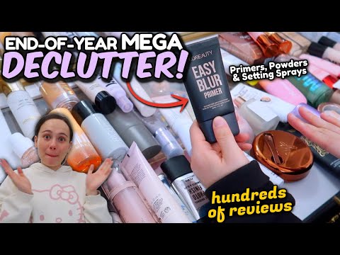 DECLUTTERING MY HUNDREDS OF PRIMERS, SETTING POWDERS & SETTING SPRAYS!! hundreds of reviews!!!