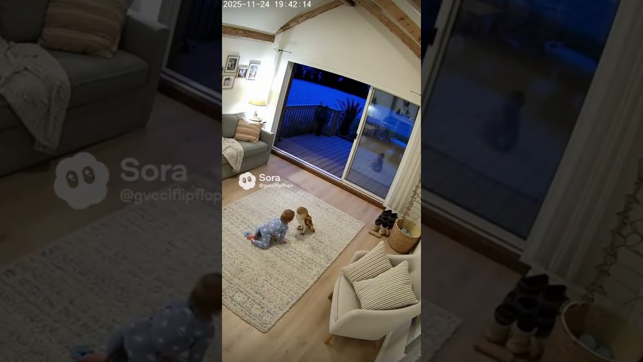 This owl and baby had a close call