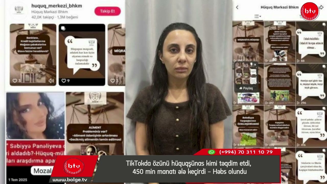 TikTokda özünü hüquqşünas kimi təqdim etdi, 450 min manatı ələ keçirdi - Həbs olundu