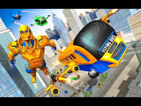 Flying Bus Robot Transform War