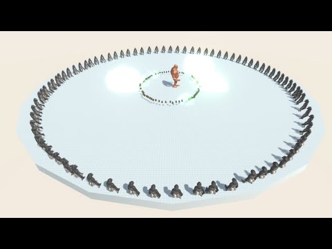 Every Unit sorrounded by POOJECTILE GORILLA - Animal Revolt Battle Simulator