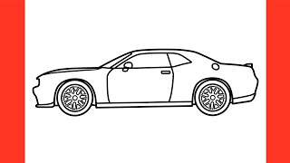 How to draw a Dodge Challenger easy / Drawing dodge challenger hellcat car step by step