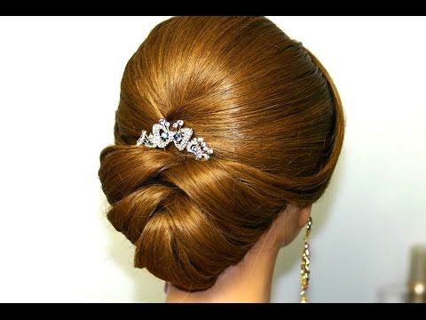 Wedding hairstyle for medium long hair. Bridal updo