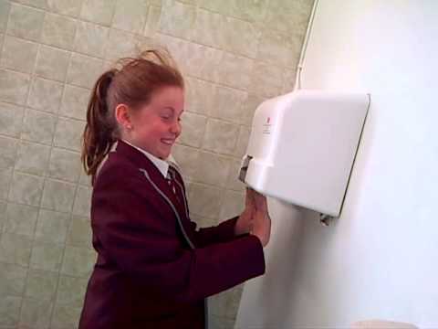 At school, we have weird hand dryers haha(: - YouTube
