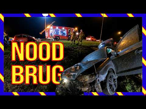 😱 Auto eindigt in sloot.. slachtoffer moet via ladder worden gered 🚒🚑- VOLUNTEERS DUTCH FIREFIGHTERS