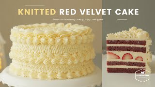 털실(니트) 딸기 레드벨벳 케이크 만들기❣️ : Winter Knitted Strawberry Red Velvet Cake Recipe | Cooking tree