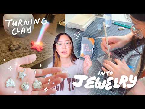 Making Charm Necklaces Out of Silver Clay ⛓️❤️‍🔥 learning a new hobby, sculpting & firing