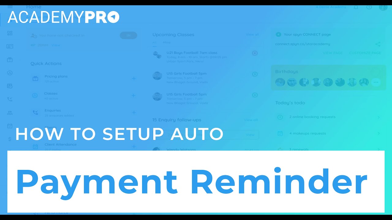AcademyPRO: Setup automatic payment reminders