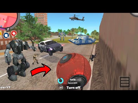 Rope Hero: Vice Town (Transformer Ball Robot Fight Black Robot Car) Police Car Hit to Robot RedBall