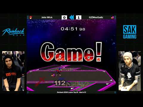 Runback 2018 Losers Top 16 - John Wick (Marth) vs G2|Westballz (Falco)