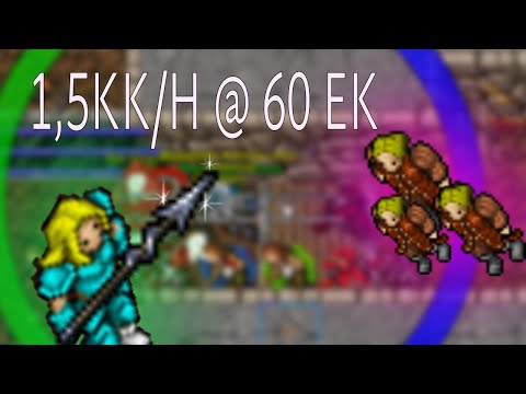 Level 60 Elite Knight 1.5kk exp per hour Solo hunting in Tibia | Boost, preys and fully imbued