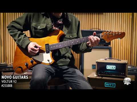 Novo Custom Voltur V2 Staple P-90/Humbucker Guitar – Amber imagen 11