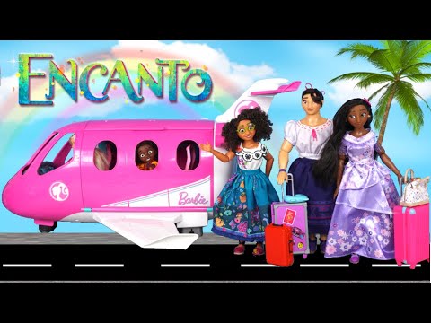 Disney Encanto Doll Family Packing for Vacation on Barbie Airplane Routine