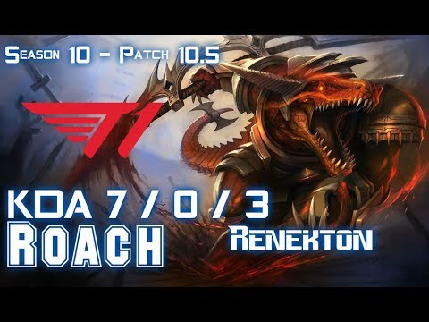 T1 Roach RENEKTON vs AATROX Top - Patch 10.5 KR Ranked