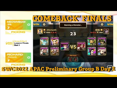 RICHARD vs MEOWMEOW - Comeback Final SWC2022 APAC Group B Day 2 - Summoners War
