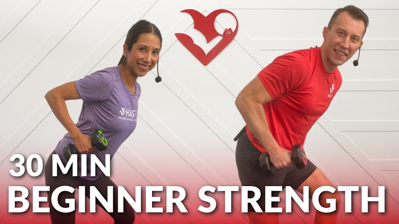 30 Min Full Body Dumbbell Workout for Beginners - Beginner Strength Training at Home with Weight