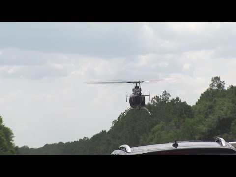 RAW VIDEO: Medical helicopter lands on I-10 after crash