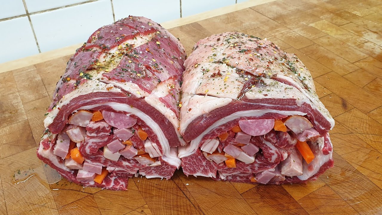 Costela inteira desossada e recheada