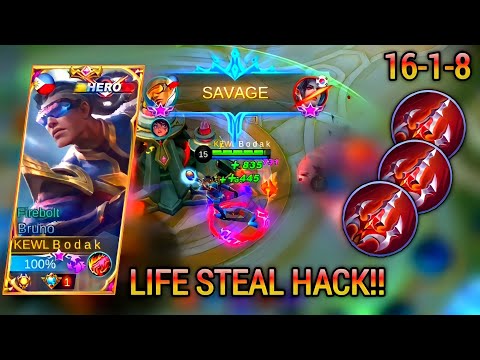 BRUNO LIFESTEAL HACK! EASY SAVAGE  | BRUNO BEST BUILD S22 - MASTER BODAK MLBB