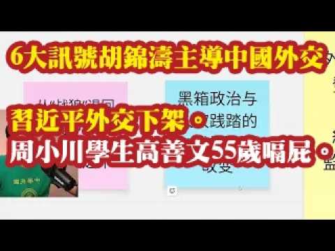 6大信号胡锦涛主导中国外交，习近平外交下架。周小川学生高善文55岁嗝屁。 2026-07-08 05:10