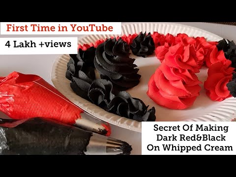 Dark Red And Black color on Whipped Cream. Secret Tip to Achieve Dark colors on Whipped Cream.