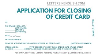 Credit Card Cancellation – Application to Bank Manager