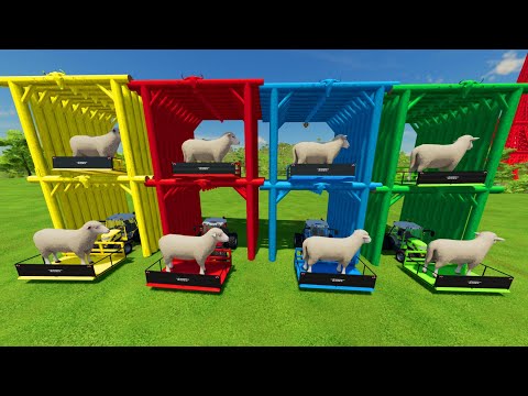 COLORED TRANSPORT   BIG SHEEPS TRANSPORTING & TRUCKS MACK AND TRACTORS Rigitrac _ Farming Simulator
