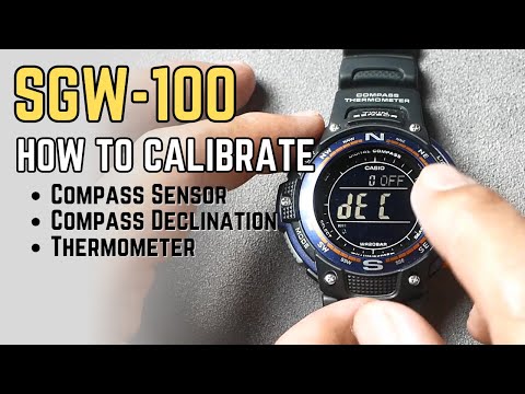 Casio SGW100 / SGW-100 Calibration Tutorial - Twin Sensor: Compass Bearing, Declication, Thermometer