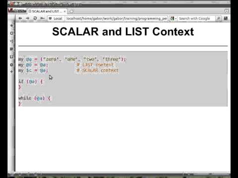 Beginner Perl Maven tutorial: 5.2 - Array in context