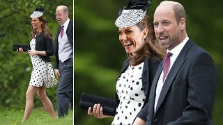 Catherine Stuns In Polka Dot Dress As She Join William During Family Outing to St. Mary's Church