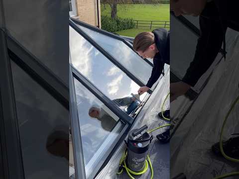 Reflective silver solar control film installed on a skylight — @luxewindowfilm