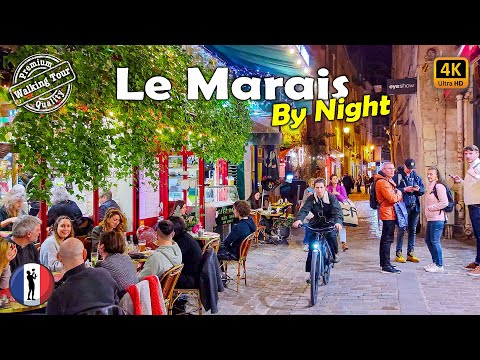 🇫🇷 Magic of Night: Le Marais, Paris - Mesmerizing Evening Exploration [4K-60fps]