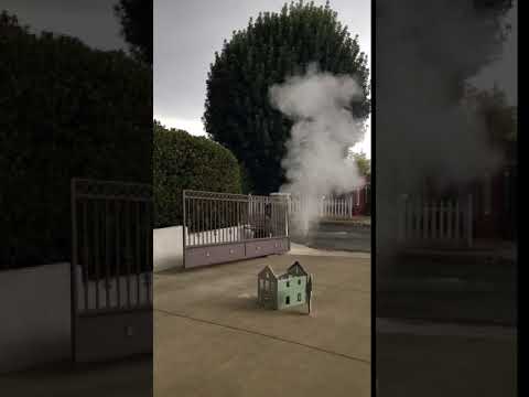 Doomstown target gets blown up by remote control air cannon.