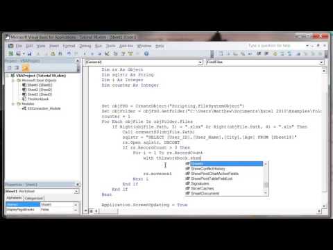 Excel 2010 VBA Tutorial 98   Combining Data from Multiple Spreadsheets using ADO