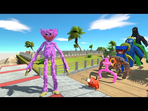 Kissy Missy vs Rainbow Friends OASIS DEATH RUN - Animal Revolt Battle Simulator